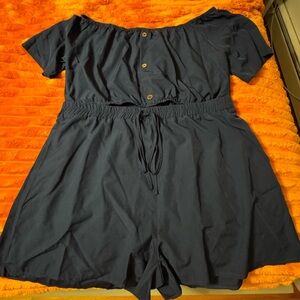 Navy Off-Shoulder Romper